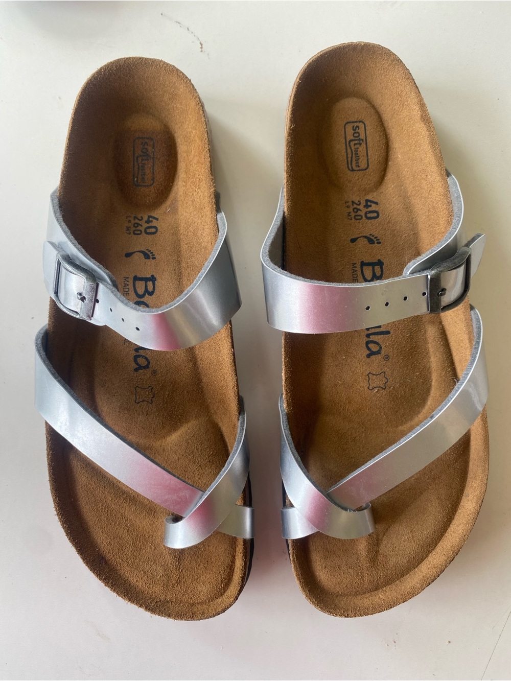 NEW Birkenstock Betula Silver Sandals Toe Ring Sz 40 or 9